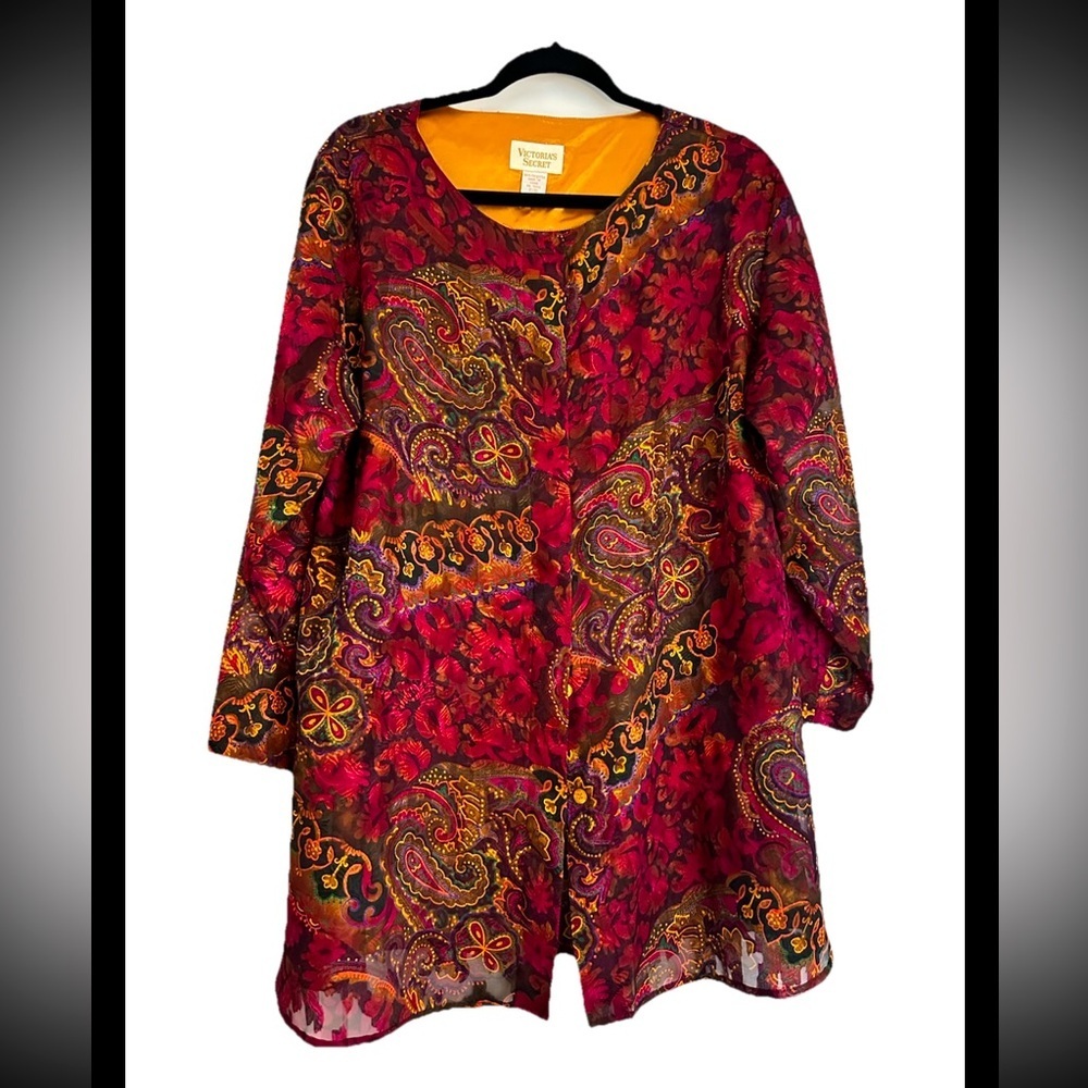 VICTORIA SECRET Gold Label Sheer Paisley Tunic/Sleepwear/Jacket Sz P/S